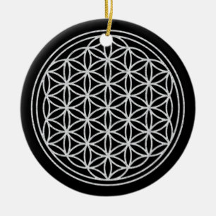 Ornamento De Cerâmica FLOR DA VIDA - branco
