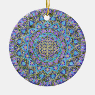 Ornamento De Cerâmica Flor Da Vida - Estilo De Mandala Índia 2