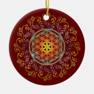 Ornamento De Cerâmica Flor Da Vida - Vintage Ornament Mandala 1