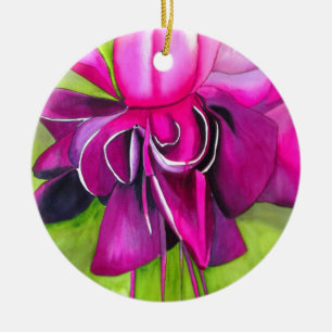 Ornamento De Cerâmica Flor de cor da água rosa Fochsia pop art