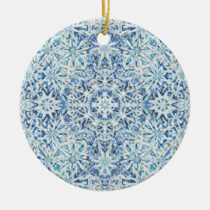Ornamento De Cerâmica Flor de Cristal Geado — Design Intricado de Floco