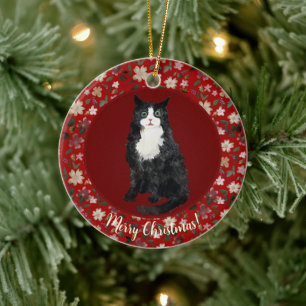 Ornamento De Cerâmica Flor de gato de Natal