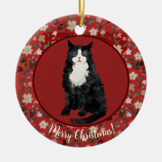 Ornamento De Cerâmica Flor de gato de Natal