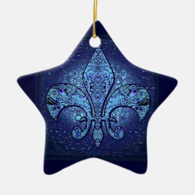 Ornamento De Cerâmica Flor-De-Lis, crista, flor (Frente)