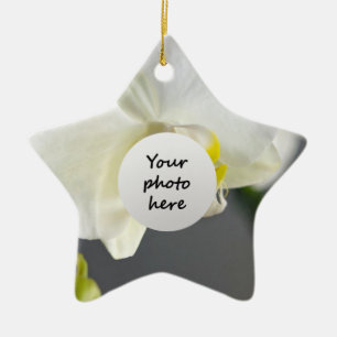 Ornamento De Cerâmica Flor de Orquídea Branca