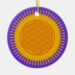Ornamento De Cerâmica Flor De Vida - Amarelo ensolarado