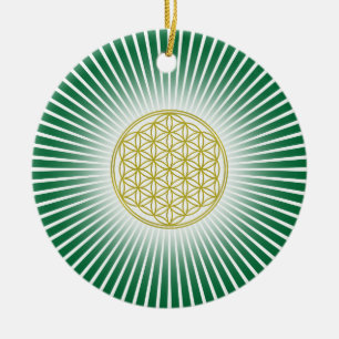 Ornamento De Cerâmica Flor de Vida / Blume des Lebens - raios brancos