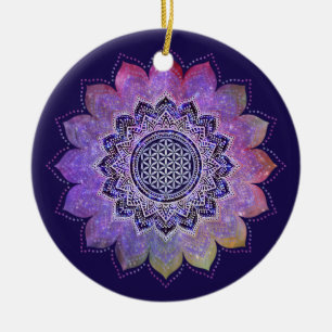 Ornamento De Cerâmica Flor De Vida - Estilo De Vintage Espaço De Galáxia