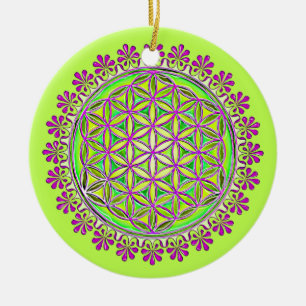 Ornamento De Cerâmica Flor De Vida - Vintage Blossom Ornações 2