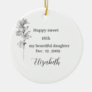 Ornamento De Cerâmica Flor do Mês de Nascimento Personalizada sweet 16 a