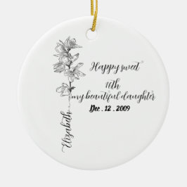Ornamento De Cerâmica Flor do Mês de Nascimento Personalizada sweet 16 a