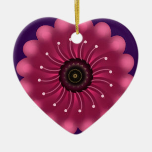 Ornamento De Cerâmica Flor Fantasia Rosa Glowing Floral Neon Abstrato