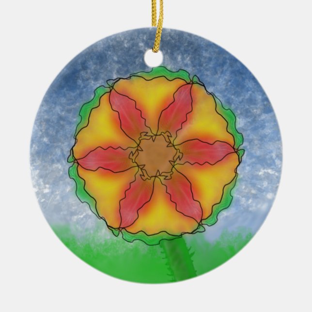 Ornamento De Cerâmica Flor Ímpar (Frente)