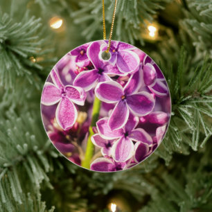 Ornamento De Cerâmica Flor Lilac Rosa e Roxo