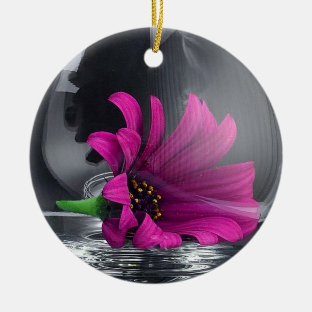 Ornamento De Cerâmica Flor na Vase Ornament (Frente)