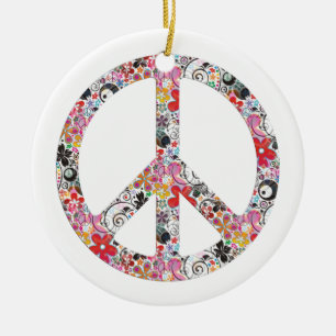 Ornamento De Cerâmica Flor Power Peace I