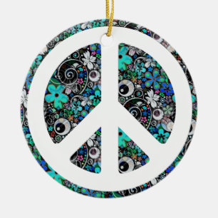 Ornamento De Cerâmica Flor Power Peace II