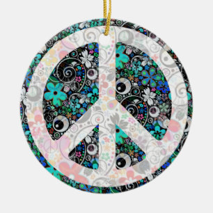 Ornamento De Cerâmica Flor Power Peace II Luz