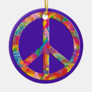 Ornamento De Cerâmica Flor Power Peace violeta