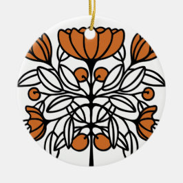 Ornamento De Cerâmica Flor Retro Laranja