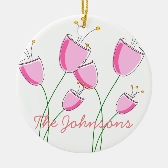 Ornamento De Cerâmica Flor Rosa (Frente)