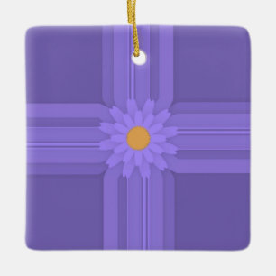 Ornamento De Cerâmica Flor Roxo Simples no Cross Modern