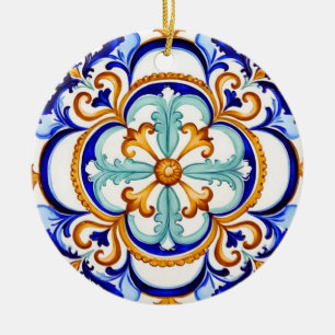 Ornamento De Cerâmica Flor Siciliana Barroca II