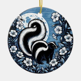 Ornamento De Cerâmica Flor Skunk Trabalho de arte Skunks Floral