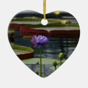 Ornamento De Cerâmica Flor Waterlily Roxo