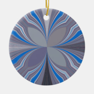 Ornamento De Cerâmica Floral Azul