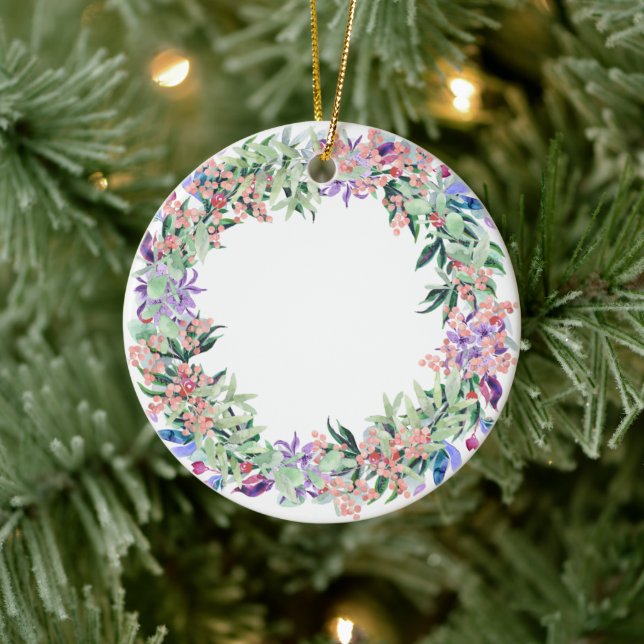 Ornamento De Cerâmica Floral Berries Wreath (Árvore)