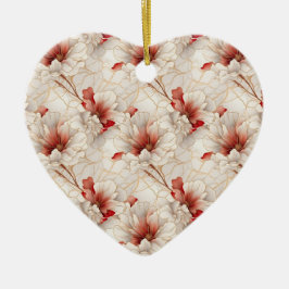 Ornamento De Cerâmica Floral Branco Belo