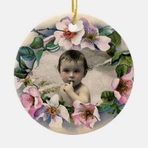 ORNAMENTO DE CERÂMICA FLORAL CROWN,MODELO DE FOTO DO CHÁ DE FRALDAS SEL