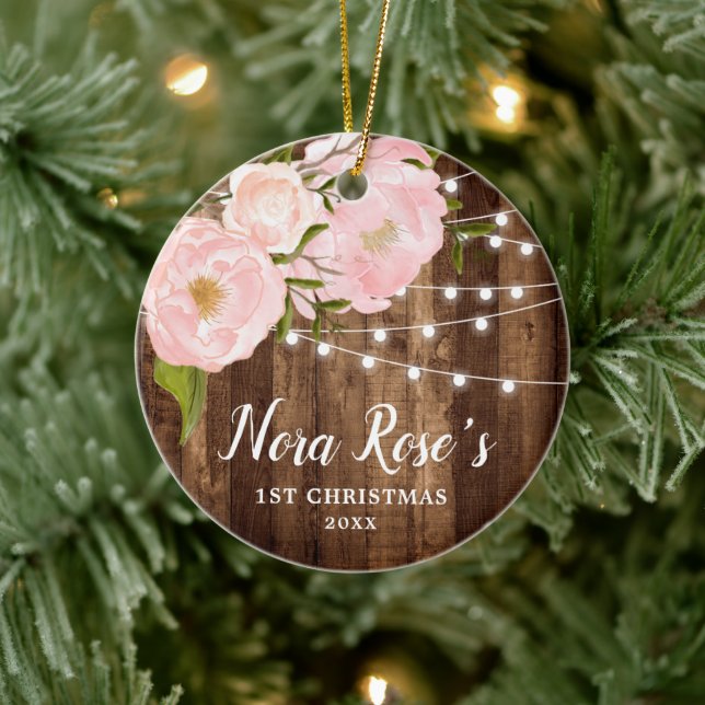 Ornamento De Cerâmica Floral de Madeira de Natal Personalizada para 1 ru (Árvore)