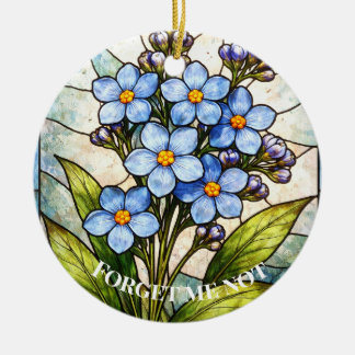 Ornamento De Cerâmica Floral de Não Me Esqueças em Vidro Pintado Persona