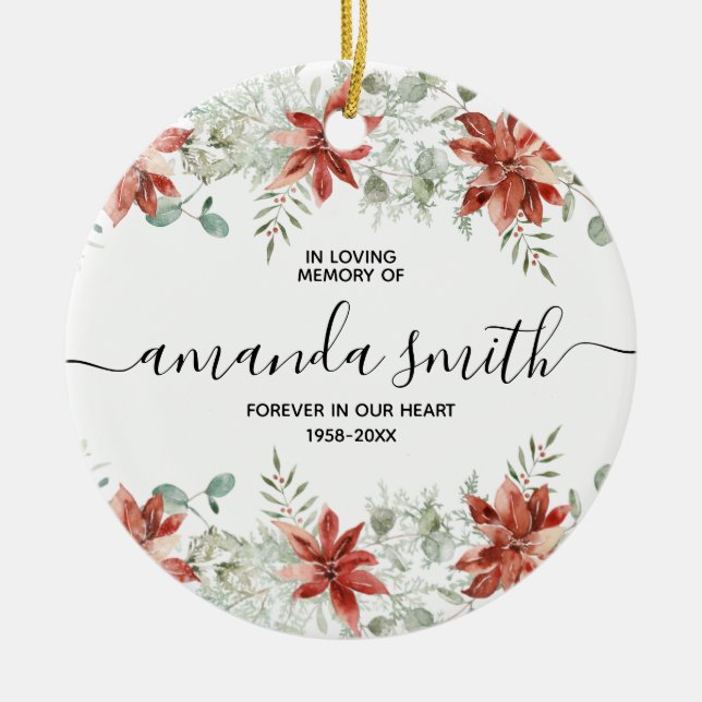 Ornamento De Cerâmica Floral De Natal No Amor (Frente)