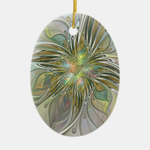 Ornamento De Cerâmica Floral Fantasy Moderna Arte Fractal Flor Com Doura