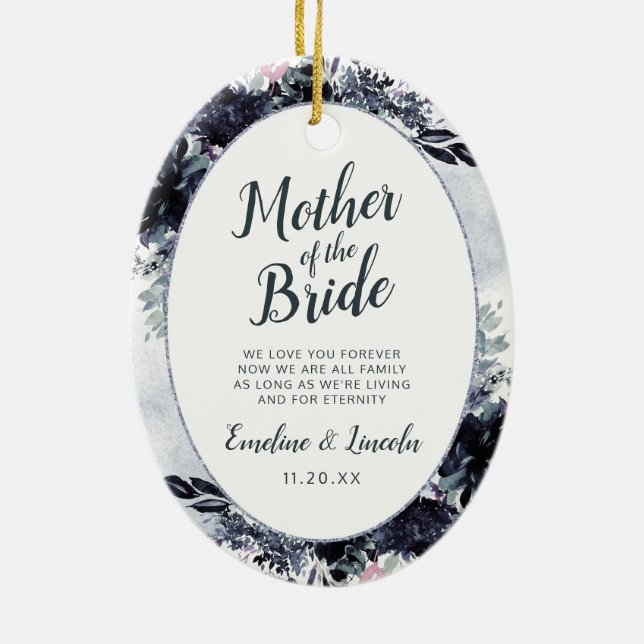 Ornamento De Cerâmica Floral Nocturno à Mãe da Noiva (Verso)