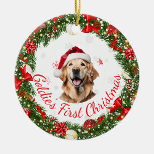 Ornamento De Cerâmica Floral Primeiro Natal Clássico de Manutenção para