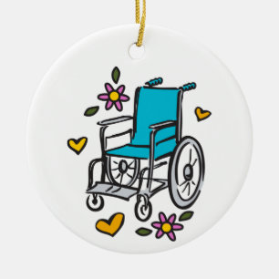Ornamento De Cerâmica Floral Wheelchair