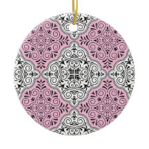 Floreio de Padrão Rococó Rosa