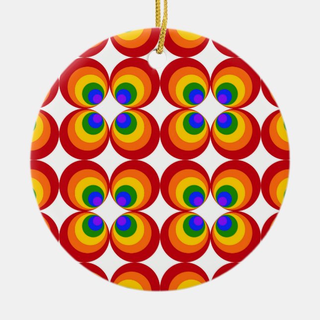 Ornamento De Cerâmica Flores Arco-íris Trippy (Frente)