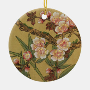 Ornamento De Cerâmica Flores Asiáticas Japonesas de Cerejeira Vintage
