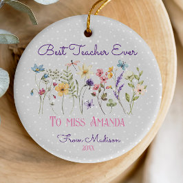 Ornamento De Cerâmica Flores bonitas, professor, flores de pastel de Nat