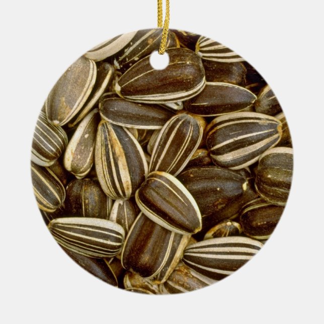 Ornamento De Cerâmica Flores brancas de sementes de girassol (Frente)