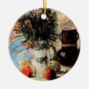 Ornamento De Cerâmica Flores, Cafeteira e Frutas de Vincent van Gogh
