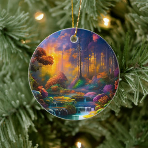 Ornamento De Cerâmica Flores coloridas na floresta