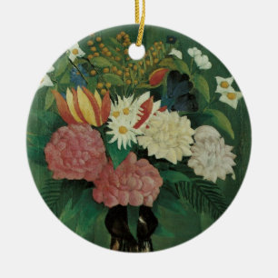 Ornamento De Cerâmica Flores com Hera por Henri Rousseau, Floral Vintage