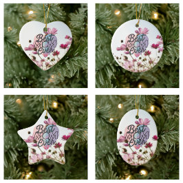 Ornamento De Cerâmica Flores Cor-de-Rosa Melhor Mãe do Mundo Feliz Dia d