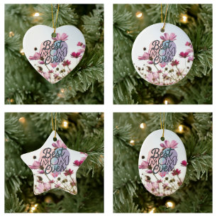 Ornamento De Cerâmica Flores Cor-de-Rosa Melhor Mãe do Mundo Feliz Dia d